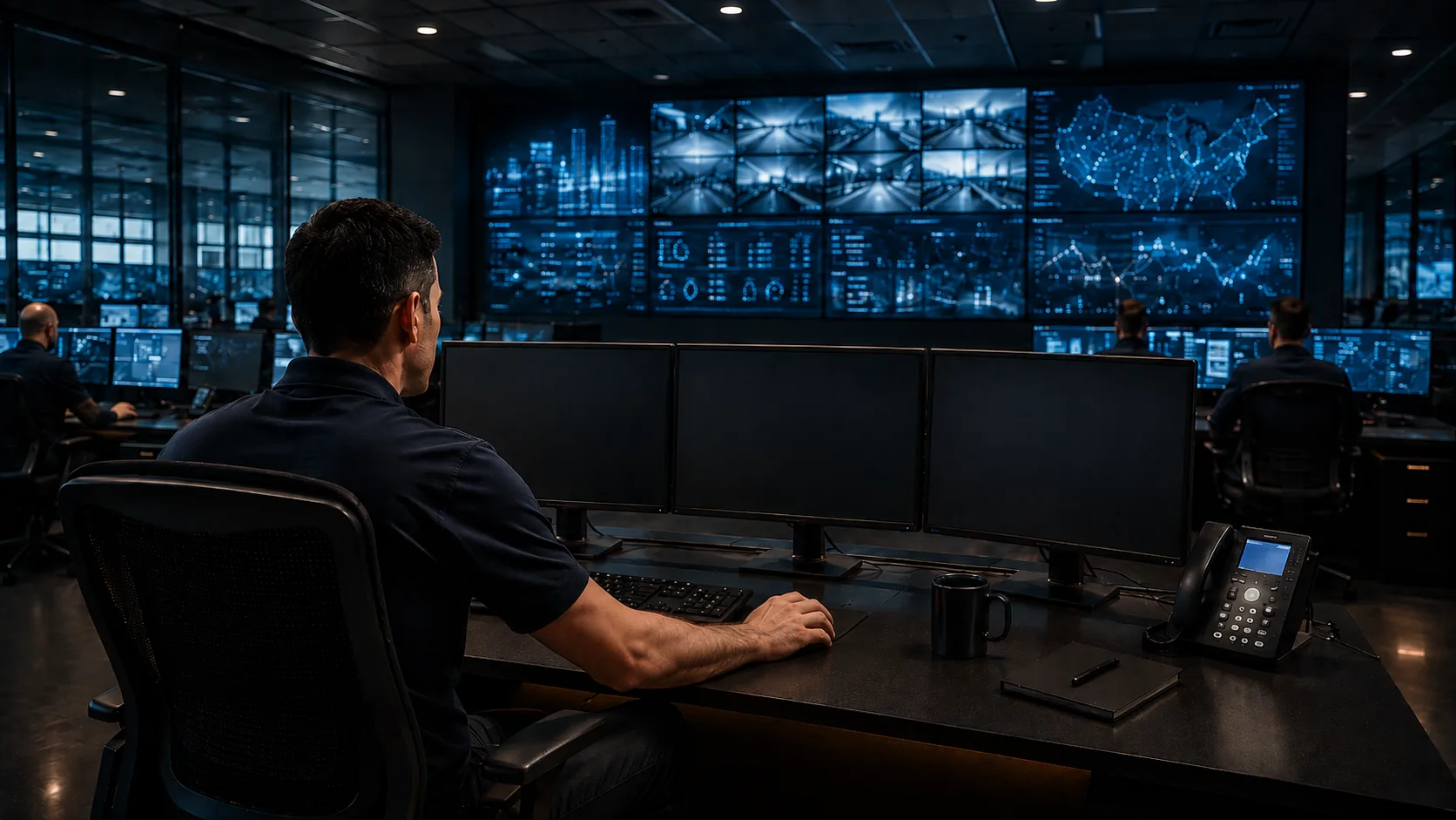 Control room operator monitoring the facility